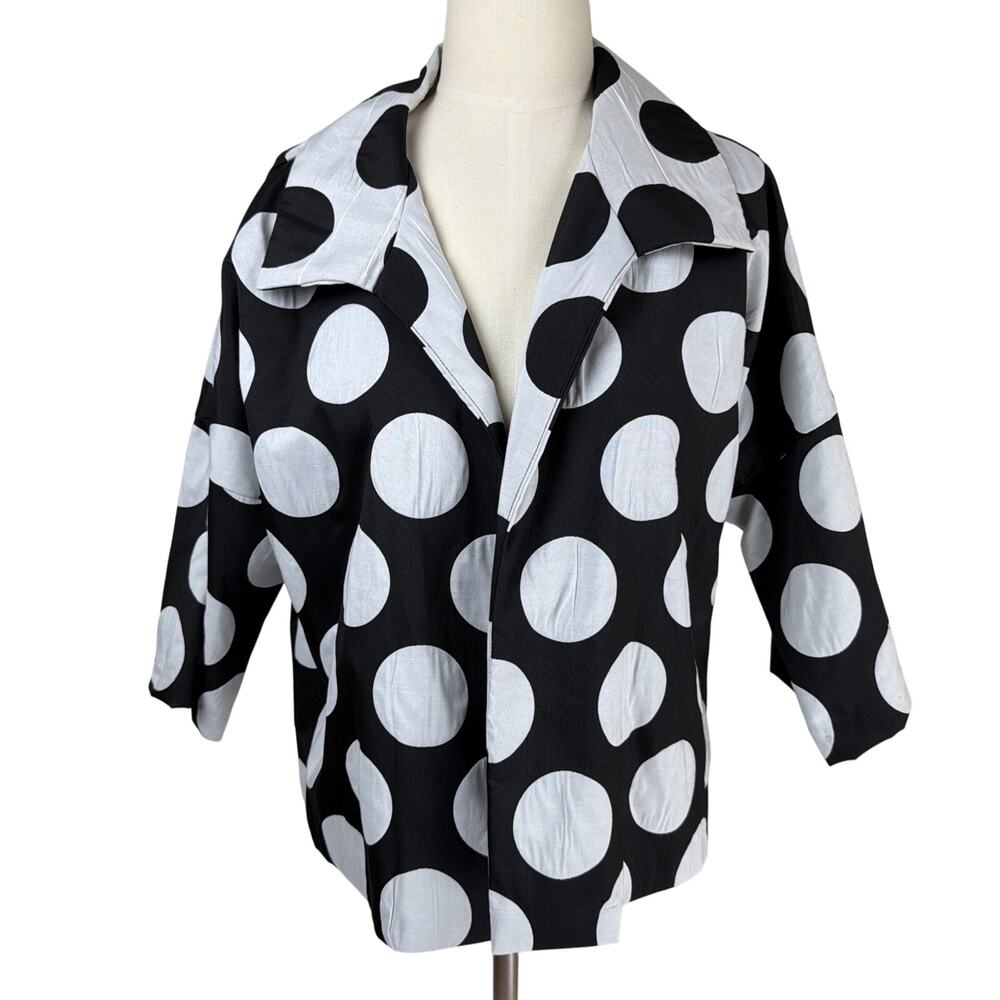 NWT Sydney Black White Large Polka Dot Drop Sleeve Cropped Jacket S USA